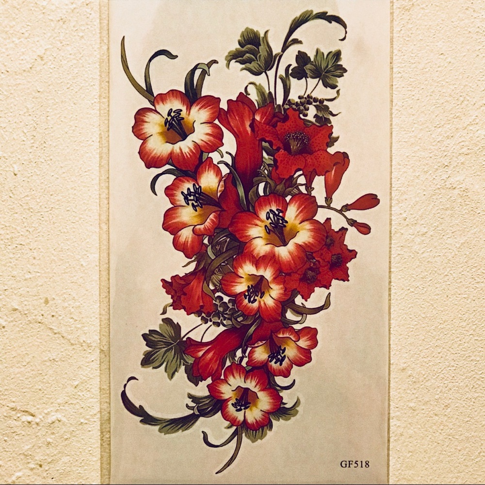 TEMPORARY RED HIBISCUS TATTOO πΊ - Picture 2 of 2